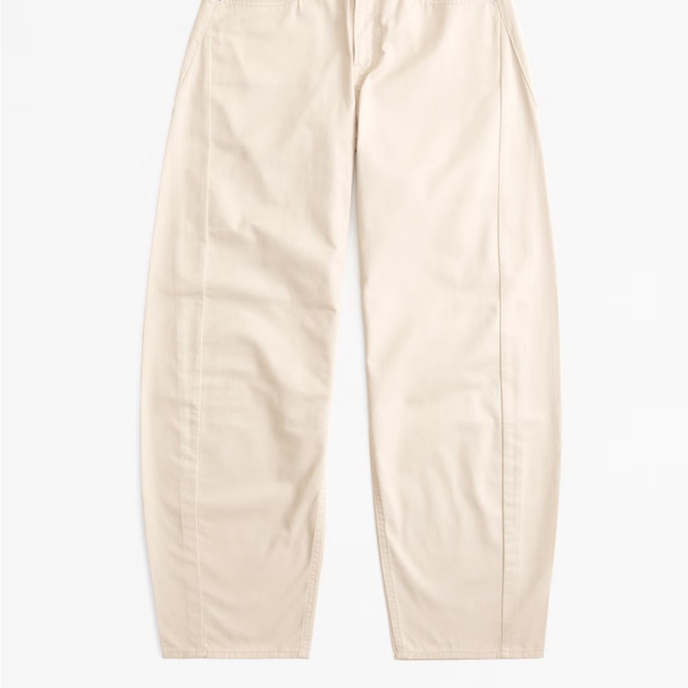 NWT- Abercrombie & Fitch Cream Wide Leg Pants (Mid Rise Barrel Pant)